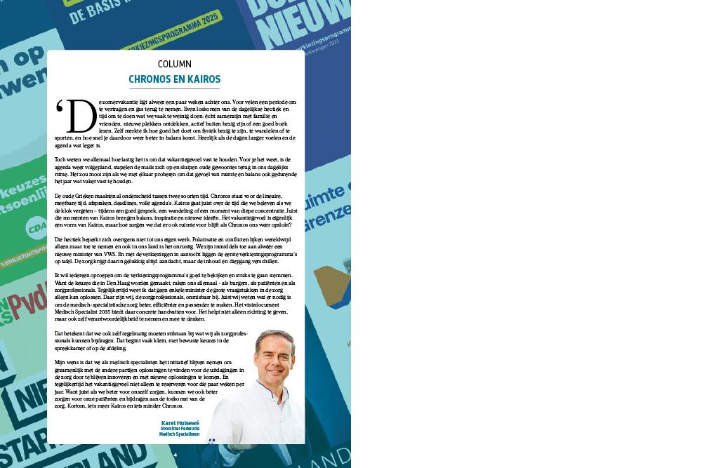Magazine Medisch Specialist september 2025 - Column Federatievoorzitter