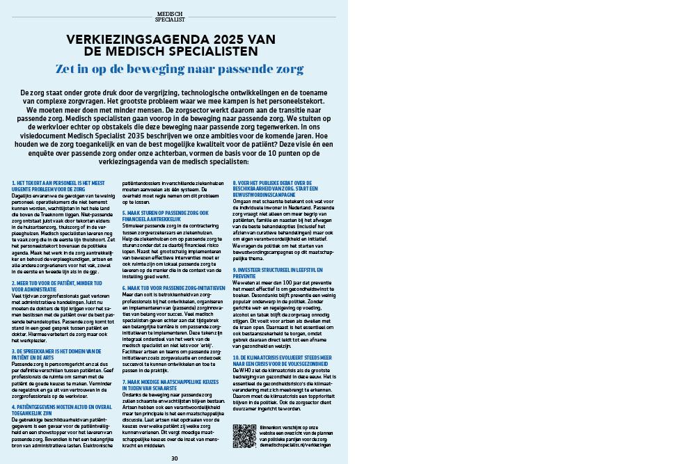 Magazine Medisch Specialist september 2025 - Verkiezingsagenda 2025